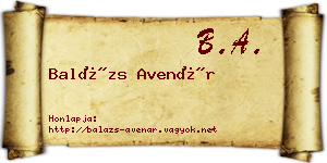 Balázs Avenár névjegykártya